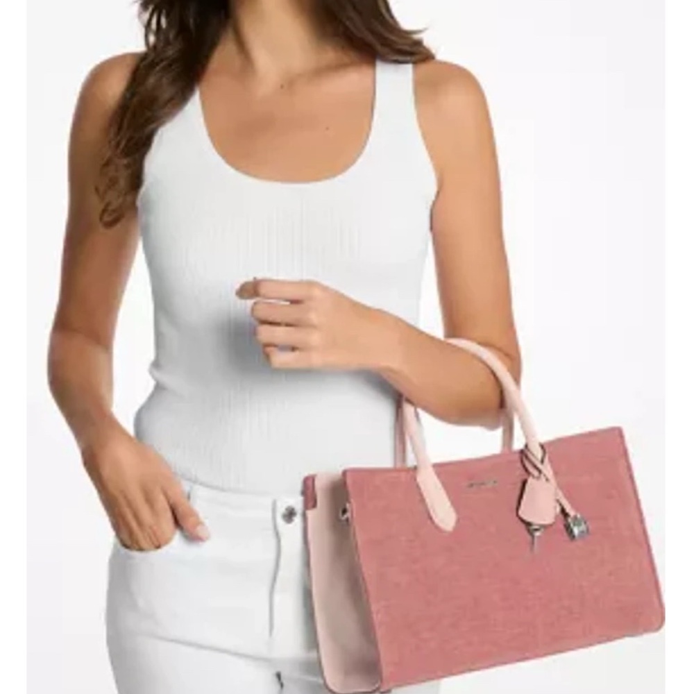 Michael Kors Scarlett Medium Denim Satchel Bag - Picture 2 of 16